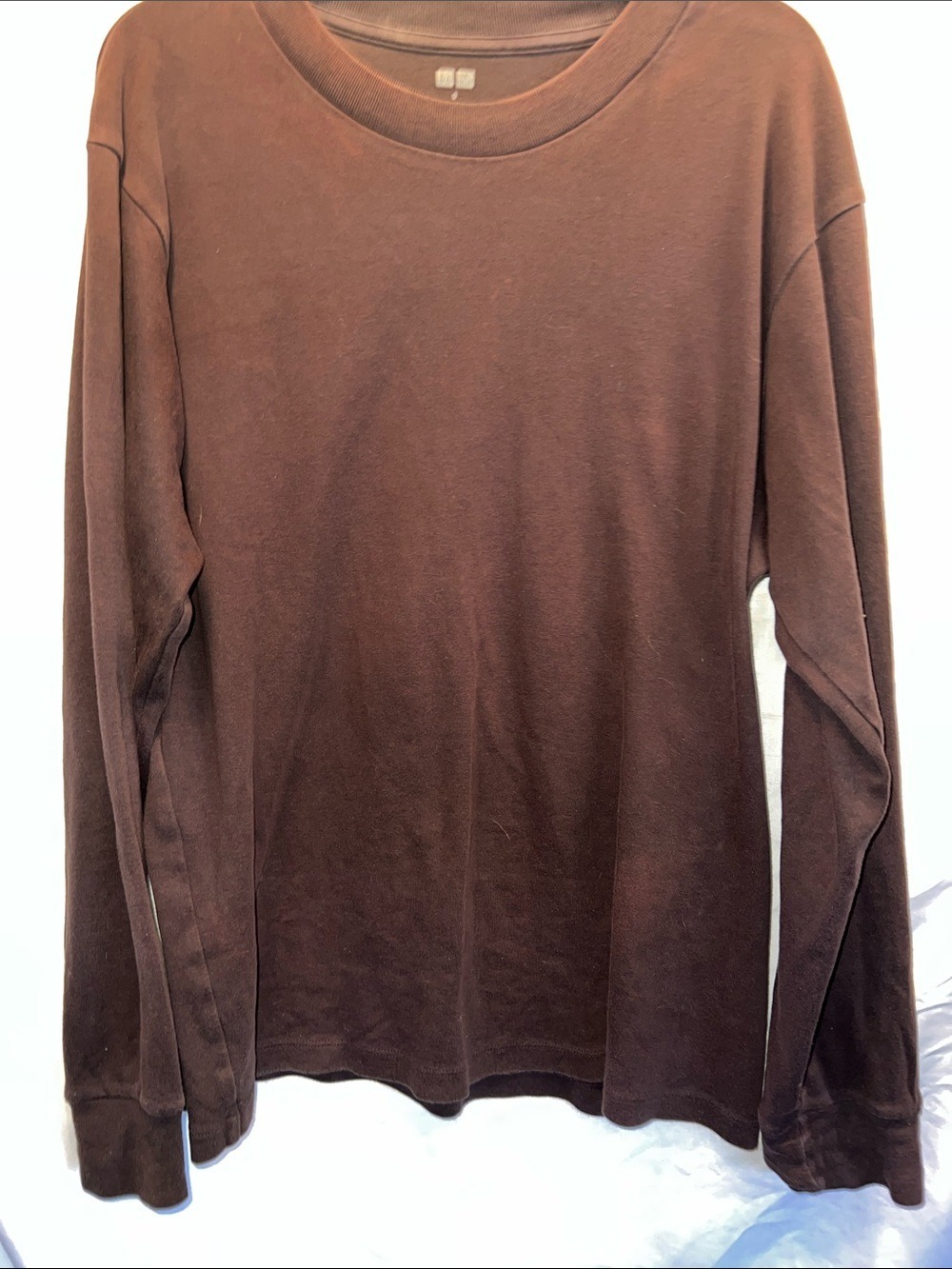 Uniqlo Men's Long Sleeve Crewneck Shirt - Dark Brown